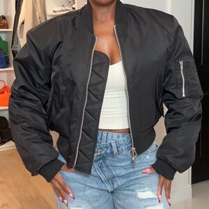 The Frankie Shop Classic Black Bomber Jacket